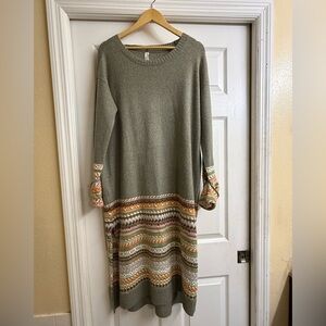 Anthropologie Daily Practice Long Sleeve Sweater Dress Olive Green Small NWT